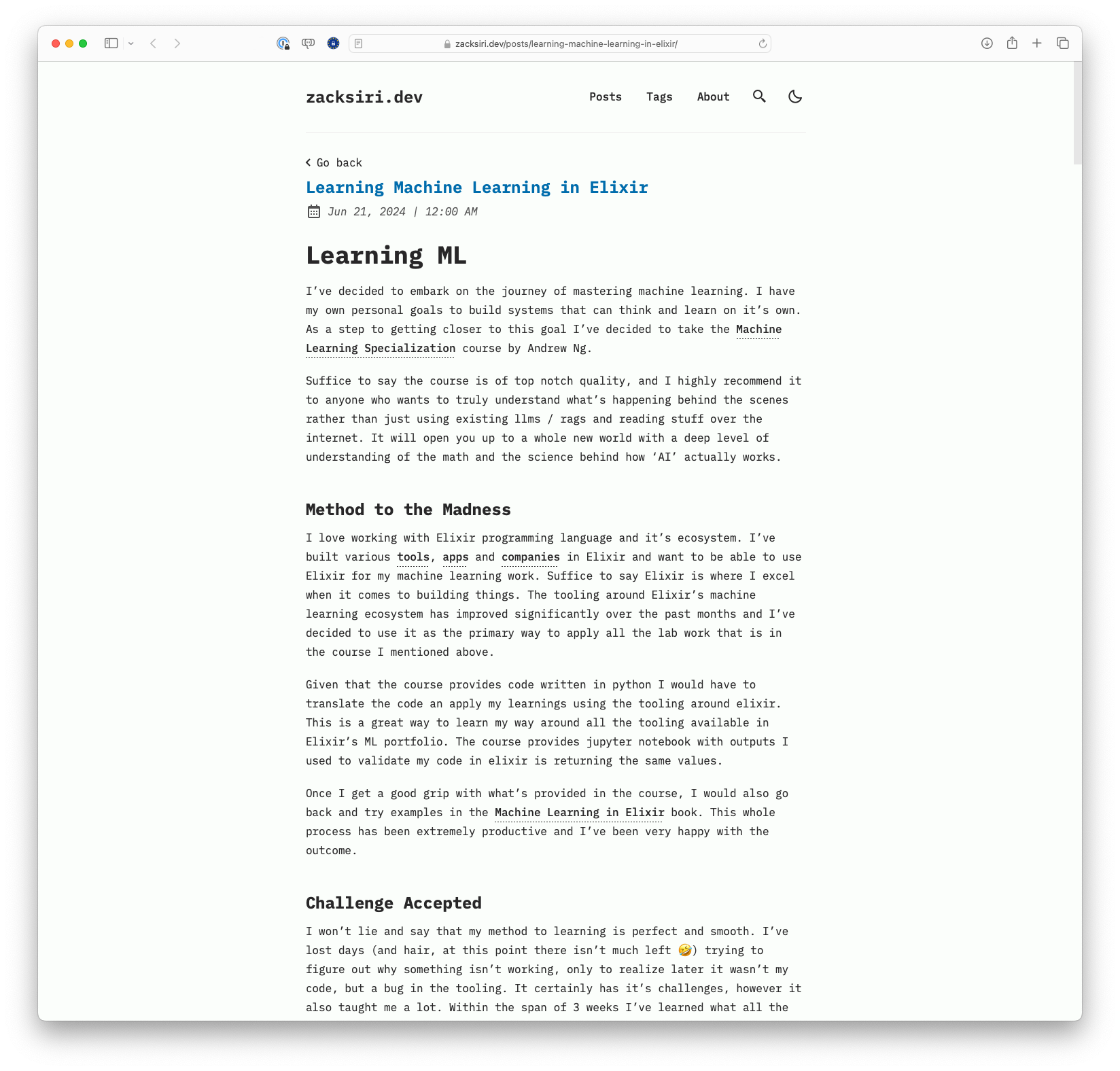 Learning Machine Learning in Elixir