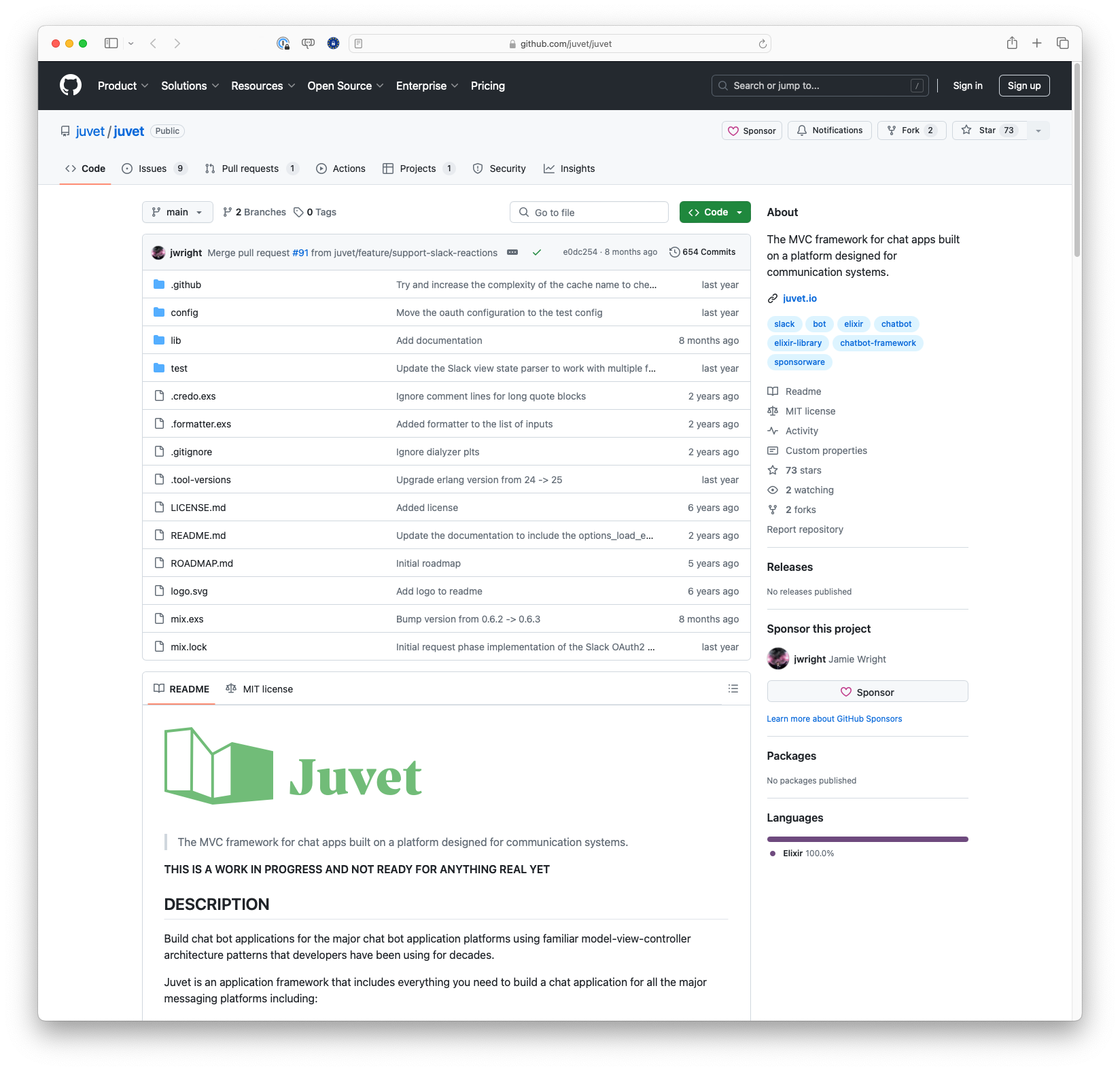 Juvet: An MVC Framework for Chat Apps