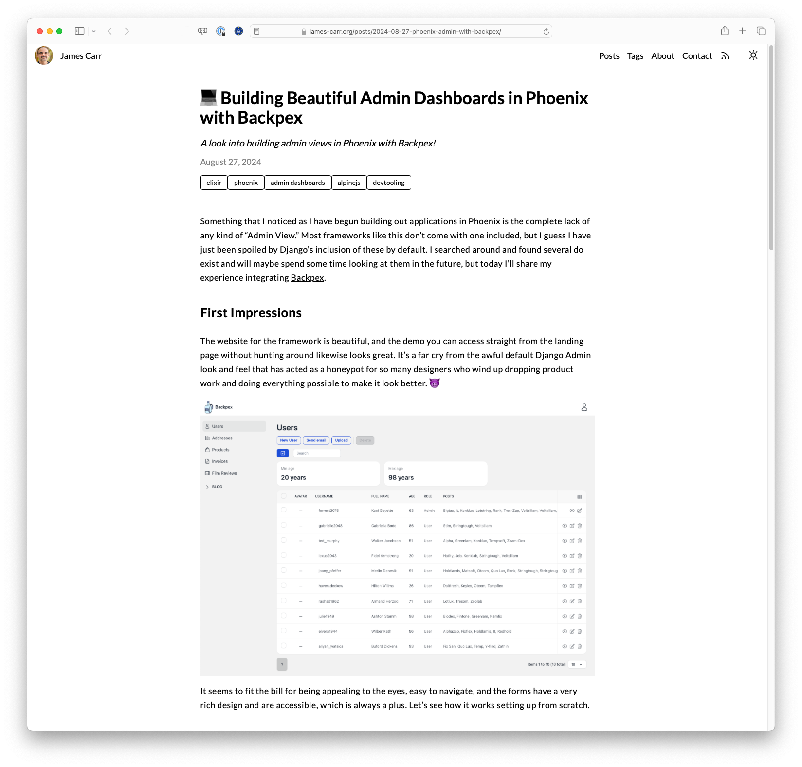 Building Beautiful Admin Dashboards in Phoenix with Backpex