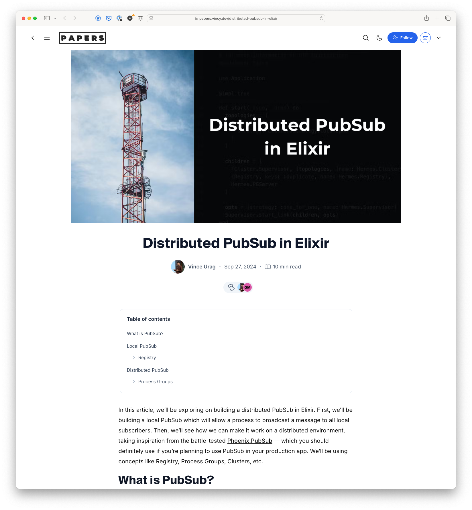 Distributed PubSub in Elixir