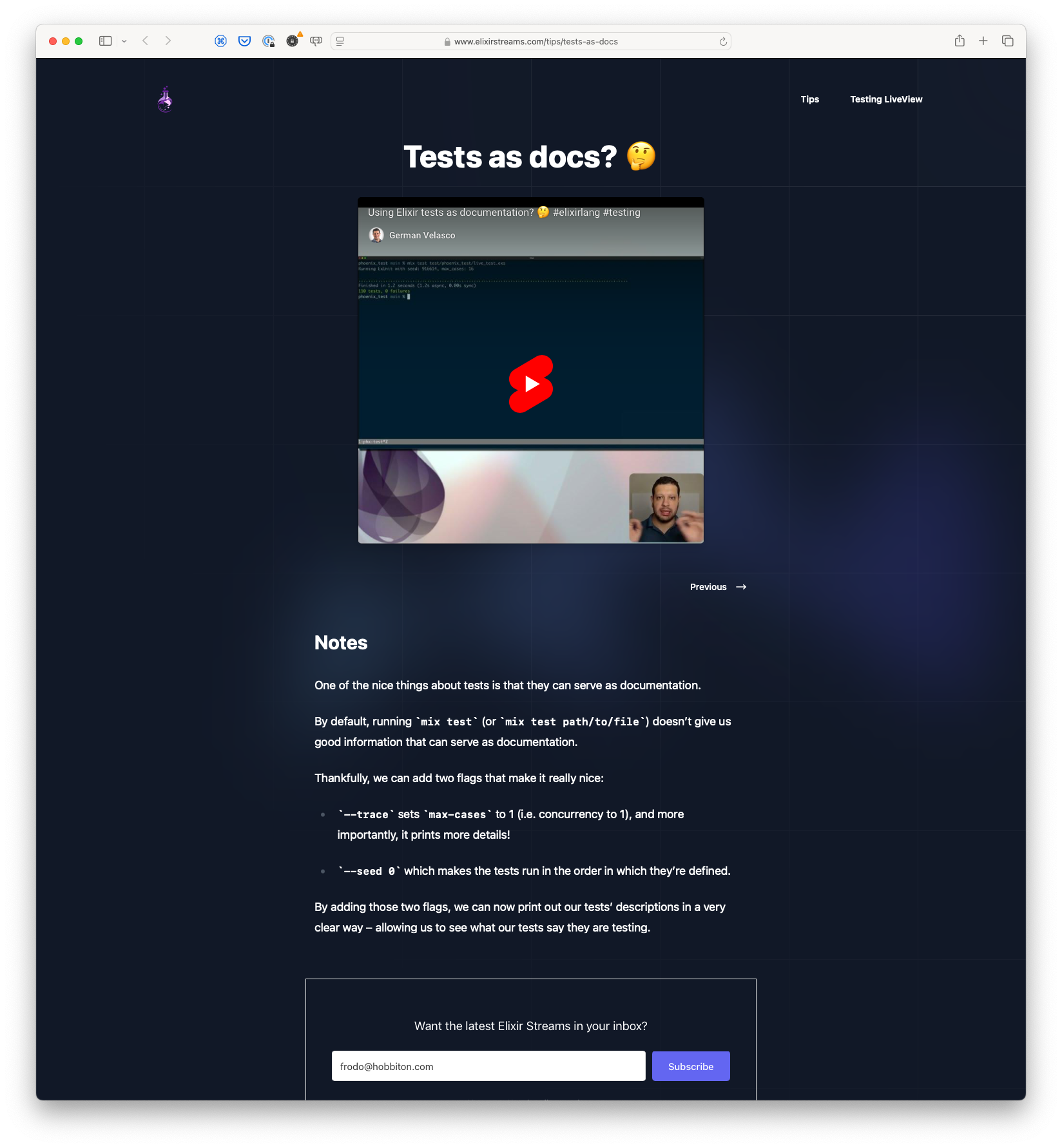 Tests as Documentation in Elixir