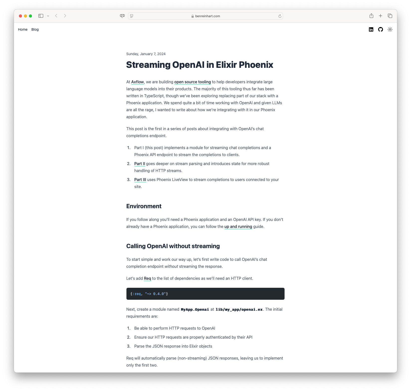 Streaming OpenAI in Elixir Phoenix