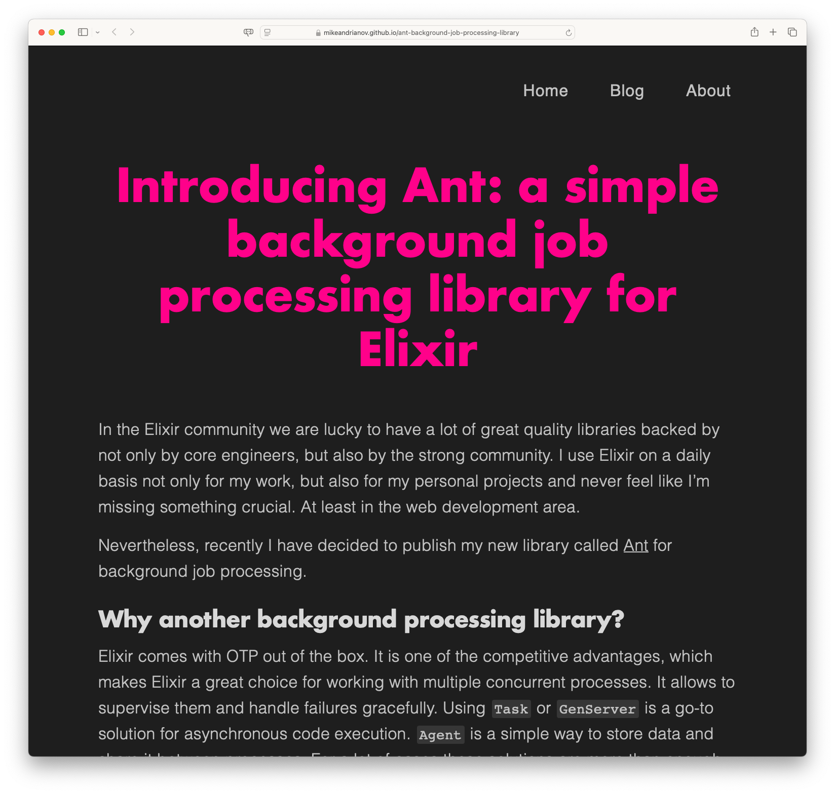 Introducing Ant: a Simple Background Job Processing Library for Elixir