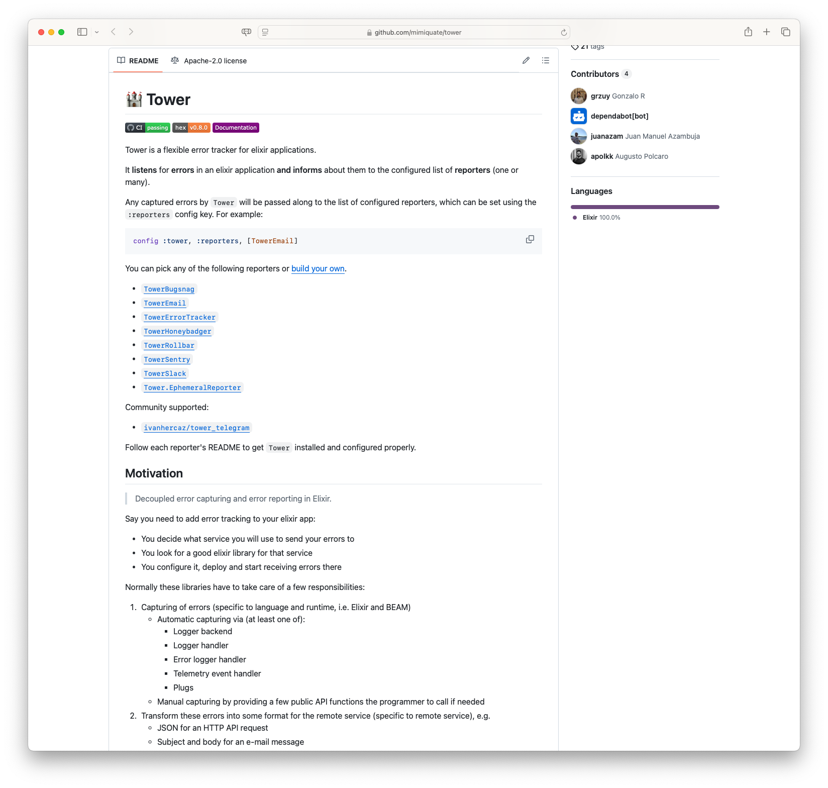 Tower: Error Tracking for Elixir Applications