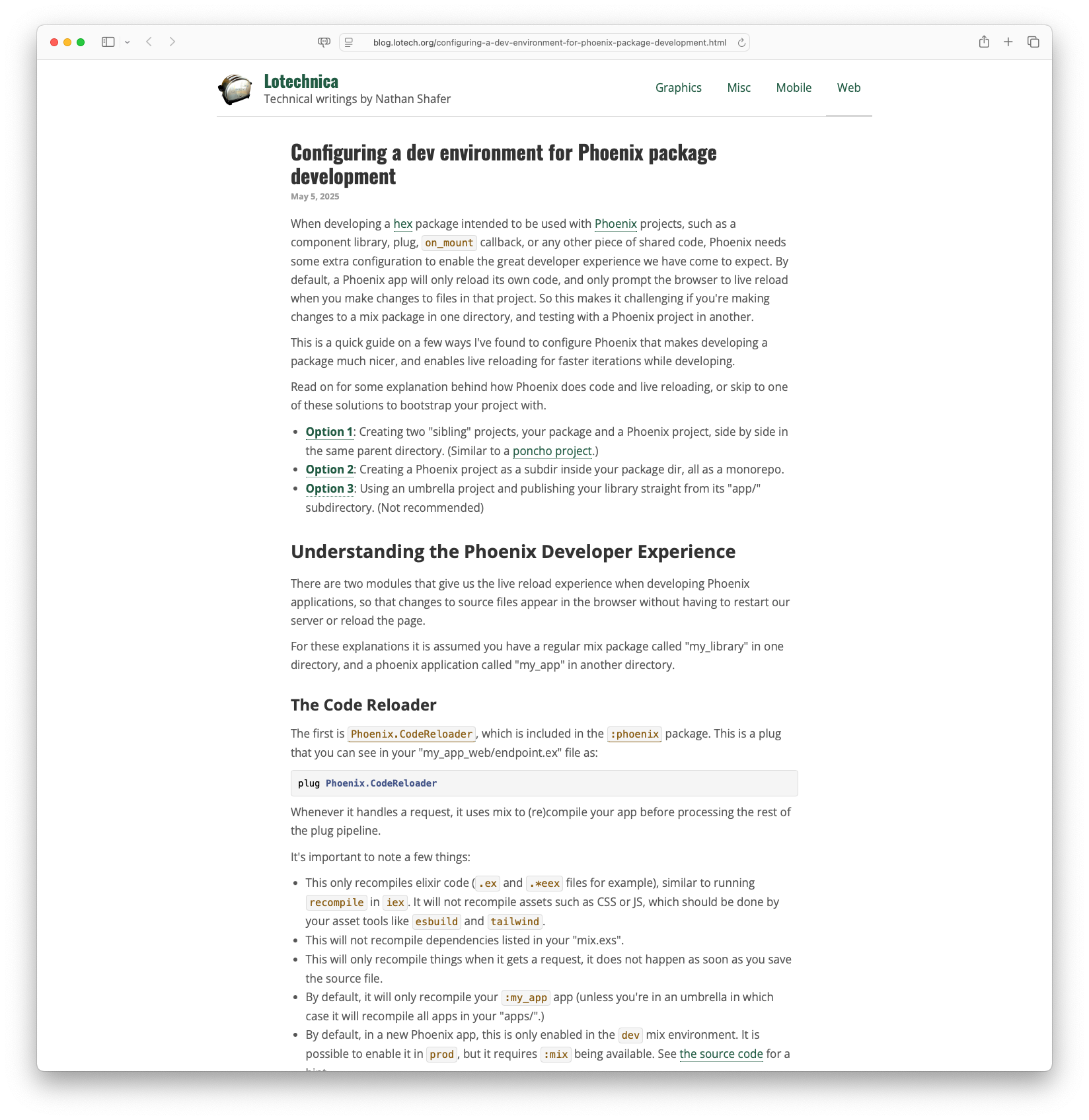 Configuring a dev environment for Phoenix package development