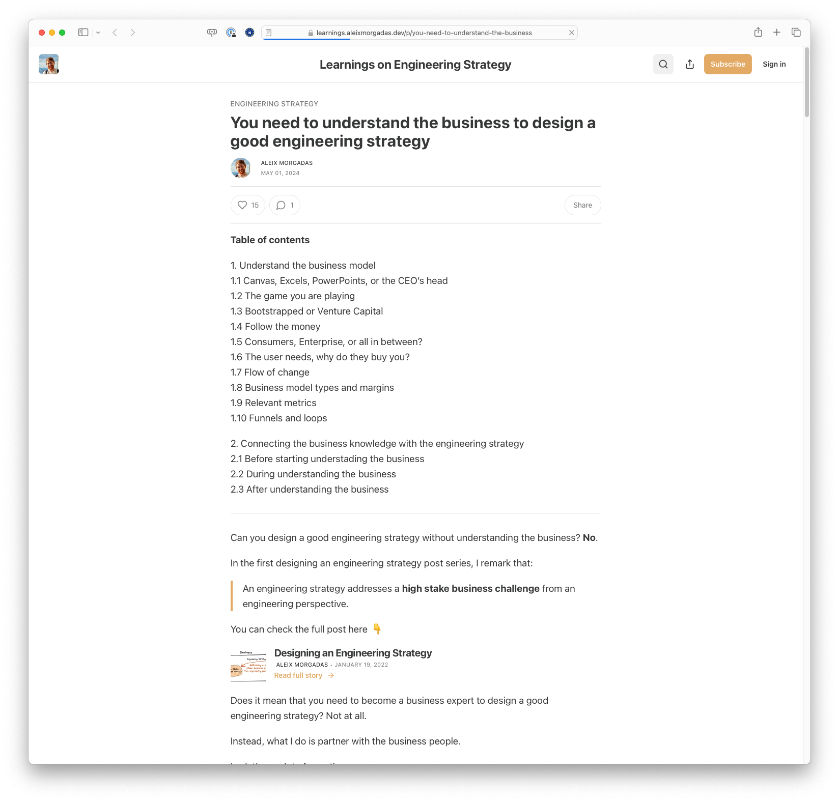 You need to understand the business to design a good engineering strategy