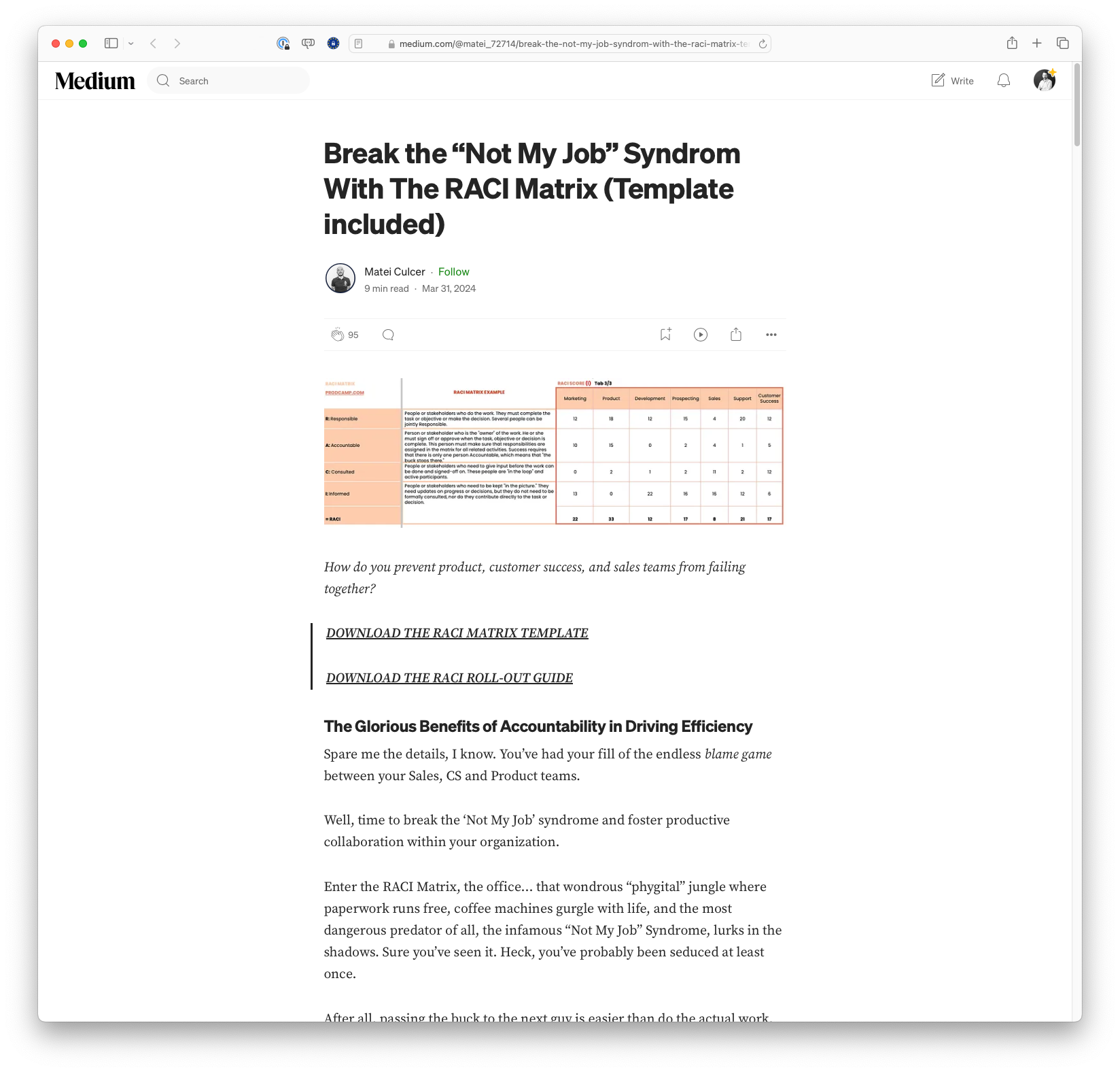 Break the “Not My Job” Syndrome With The RACI Matrix (Template included)