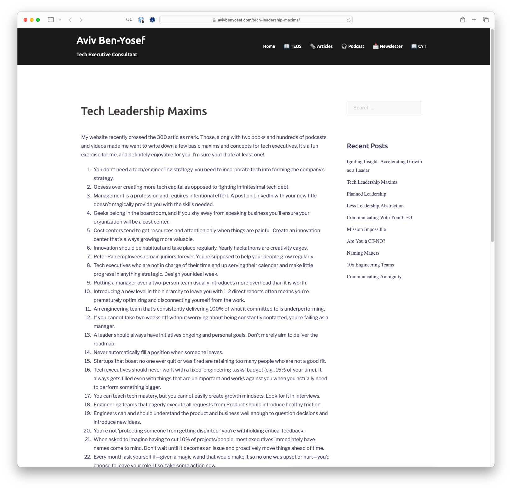 Tech Leadership Maxims
