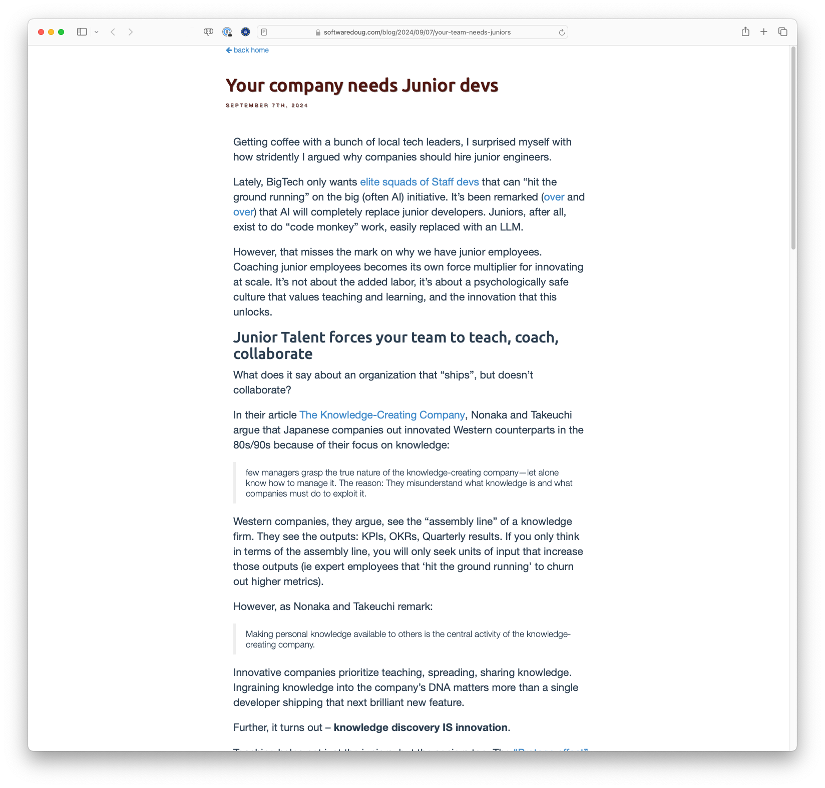 Your company needs Junior devs