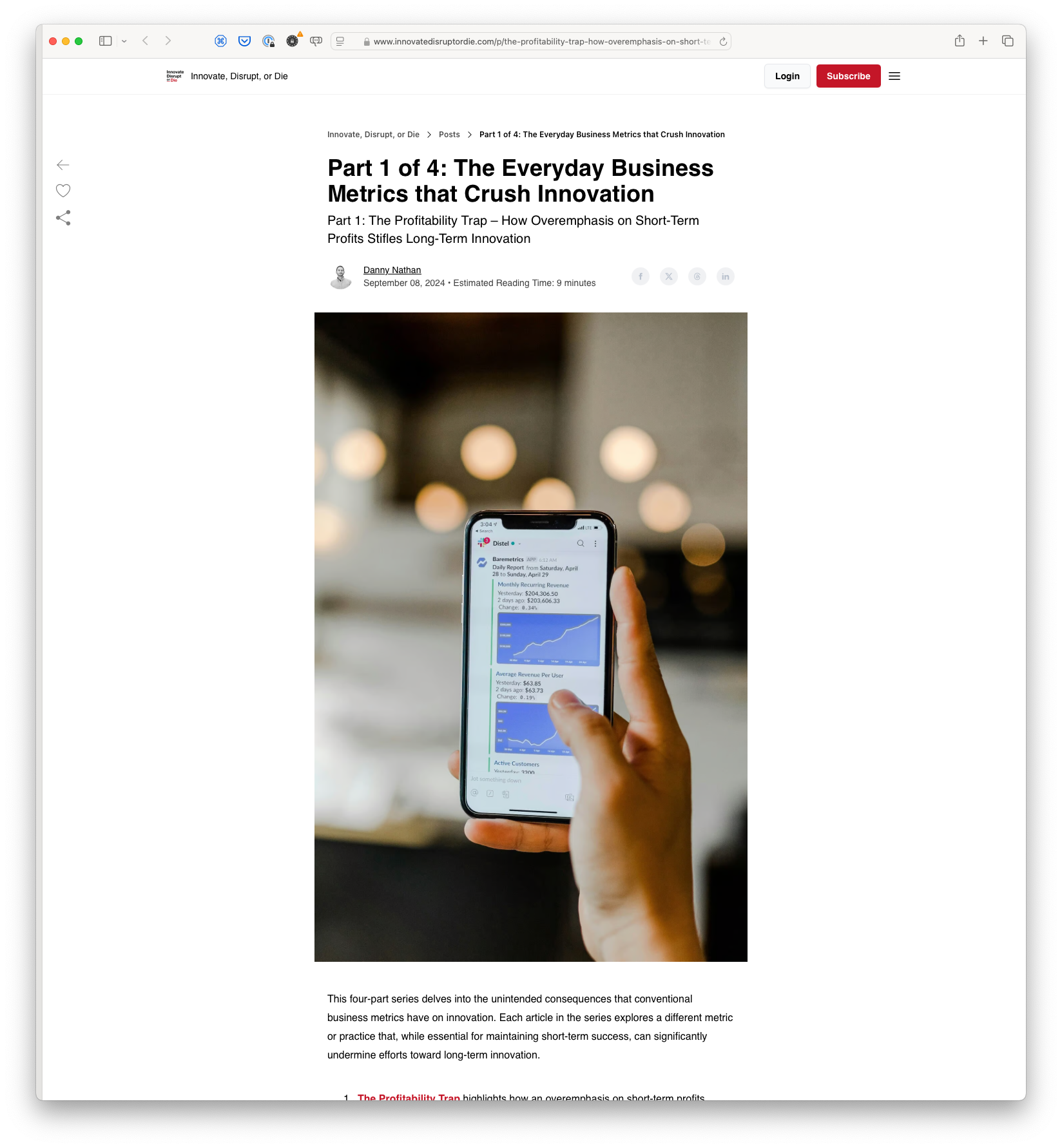 Part 1 of 4: The Everyday Business Metrics that Crush Innovation