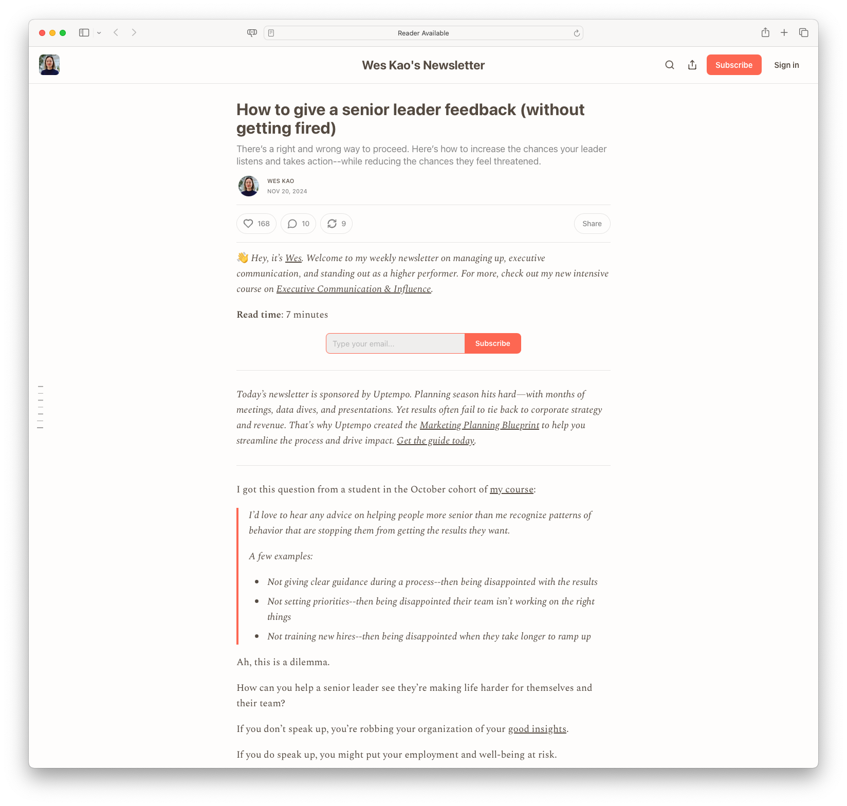 How to give a senior leader feedback (without getting fired)