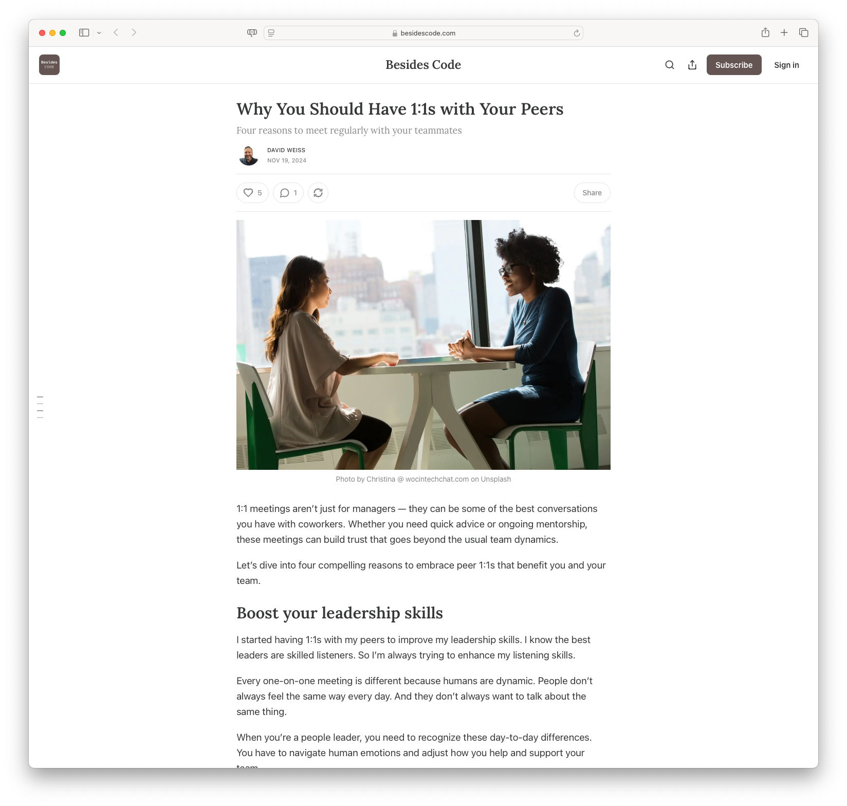 Why You Should Have 1:1s with Your Peers