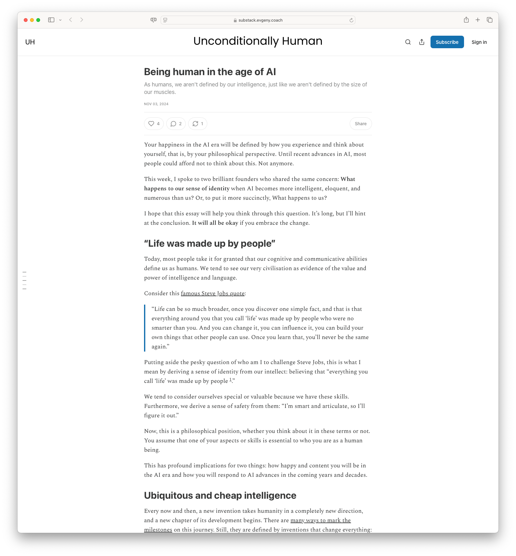 Being Human in the Age of AI