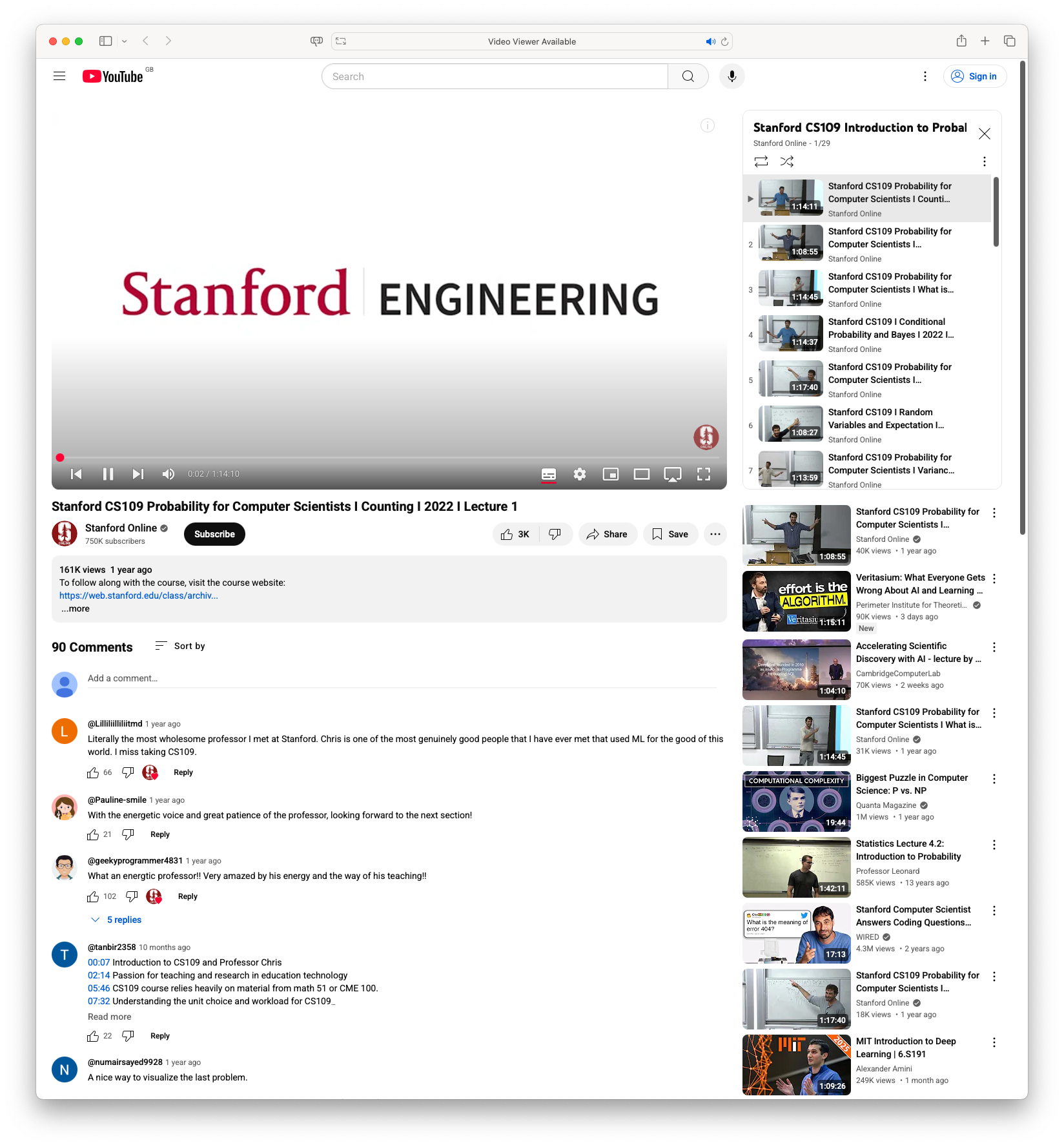 Stanford CS109 Probability for Computer Scientists Lecture