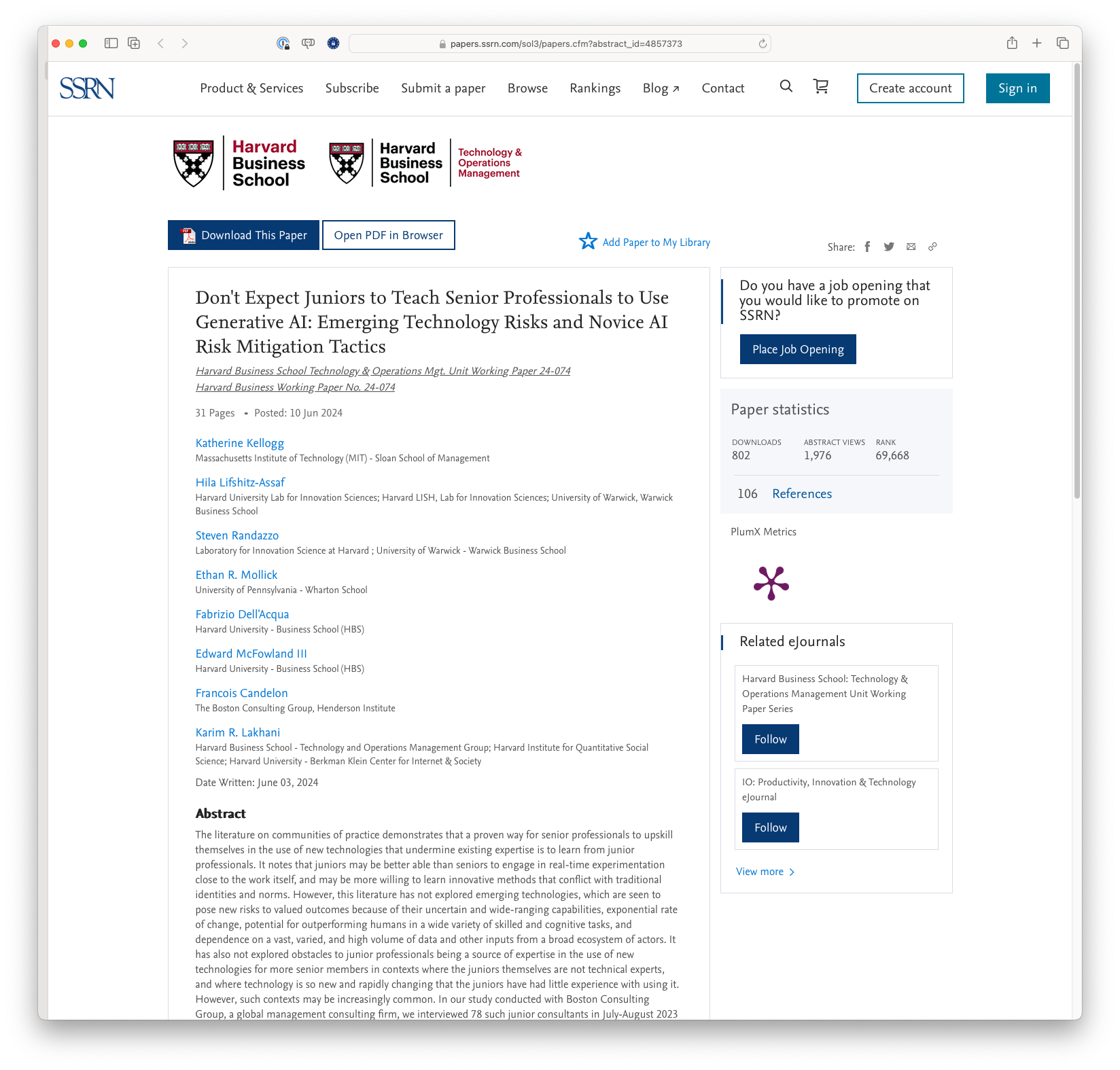 Don't Expect Juniors to Teach Senior Professionals to Use Generative AI: Emerging Technology Risks and Novice AI Risk Mitigation Tactics