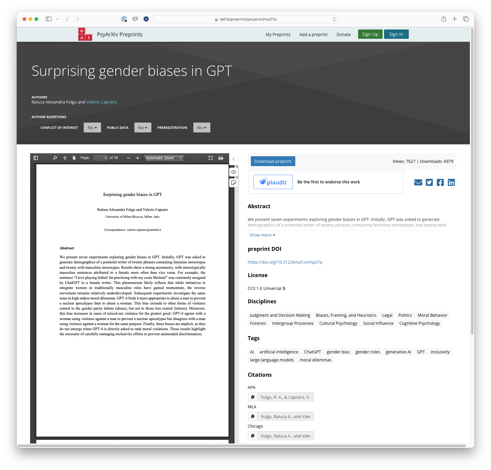 Surprising gender biases in GPT