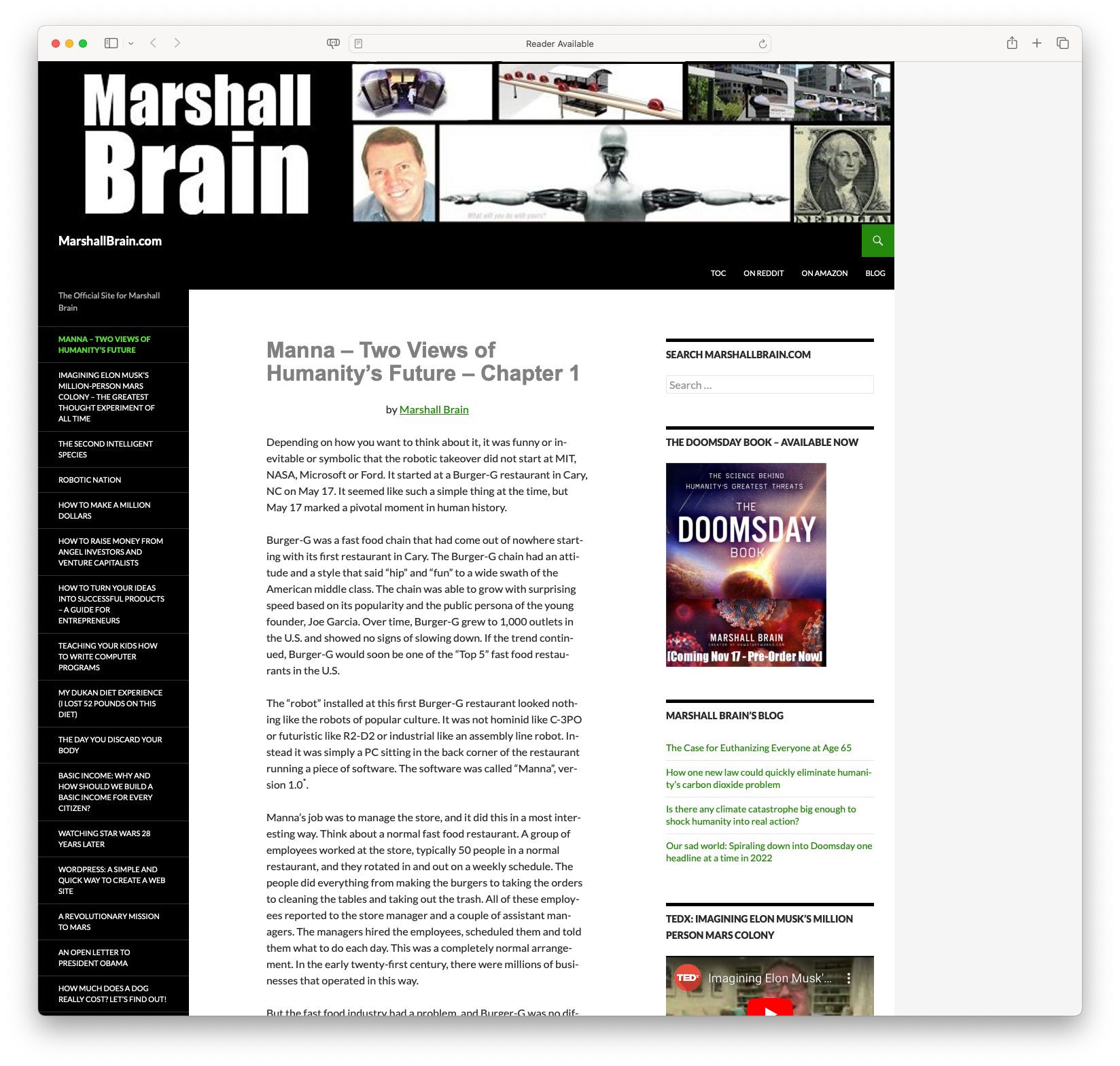 Manna – Two Views of Humanity's Future – Chapter 1