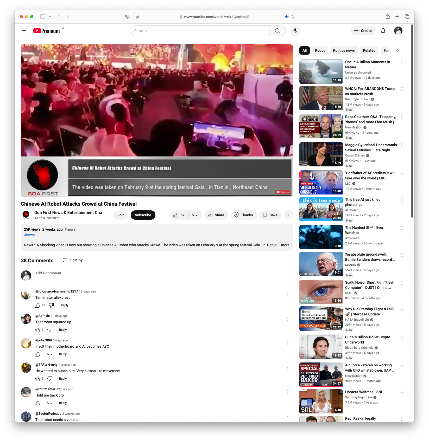 Chinese AI Robot Attacks Crowd at China Festival