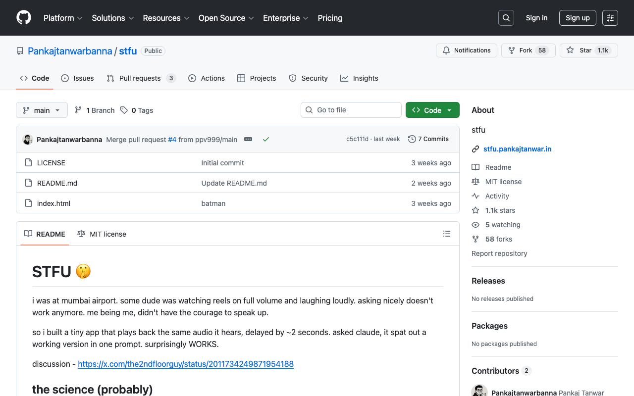 Pankajtanwarbanna/stfu: Delayed audio feedback to discourage disruptive behaviour