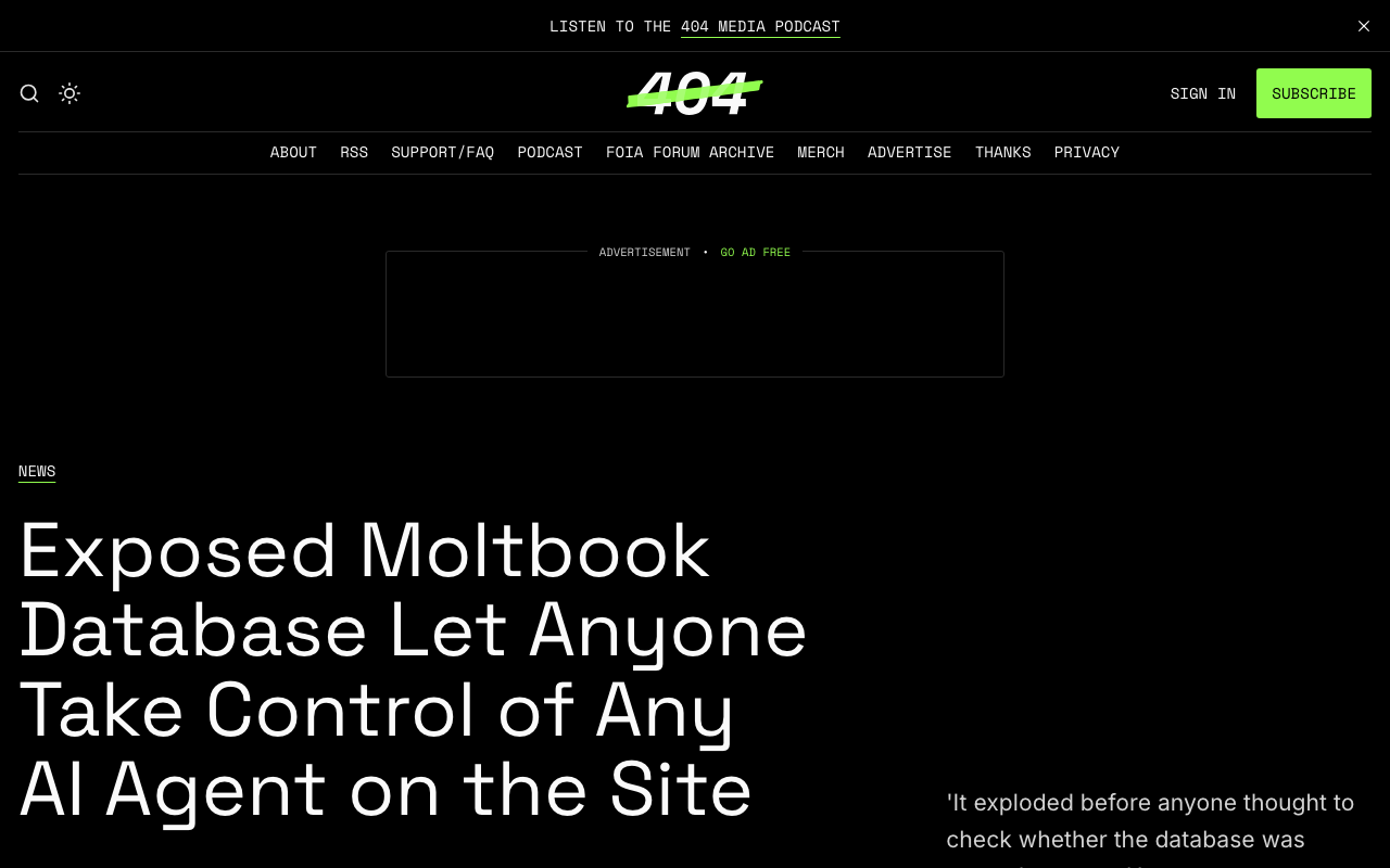Exposed Moltbook Database Let Anyone Take Control of Any AI Agent on the Site