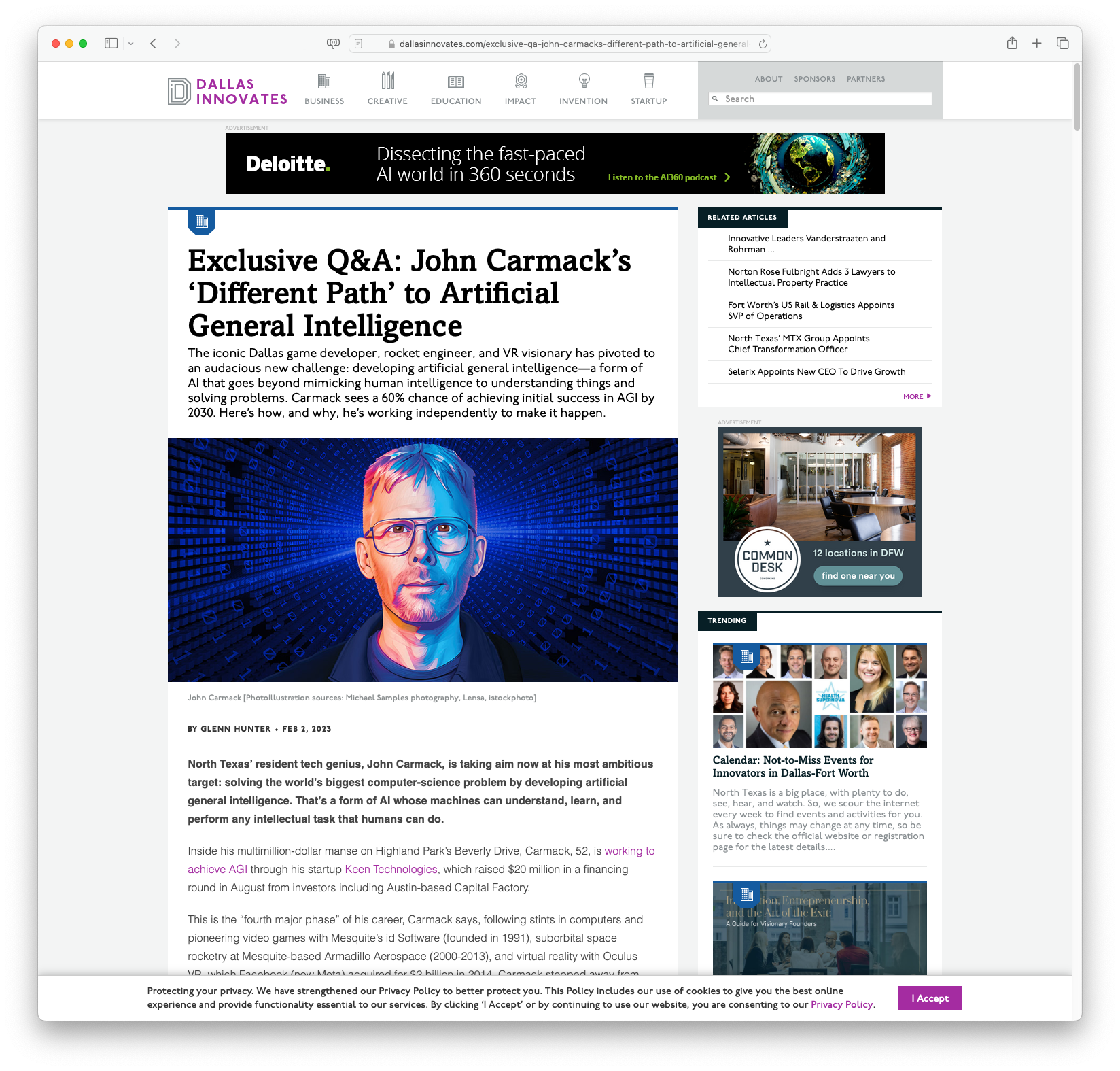 John Carmack's 'Different Path' to Artificial General Intelligence (dallasinnovates.com)