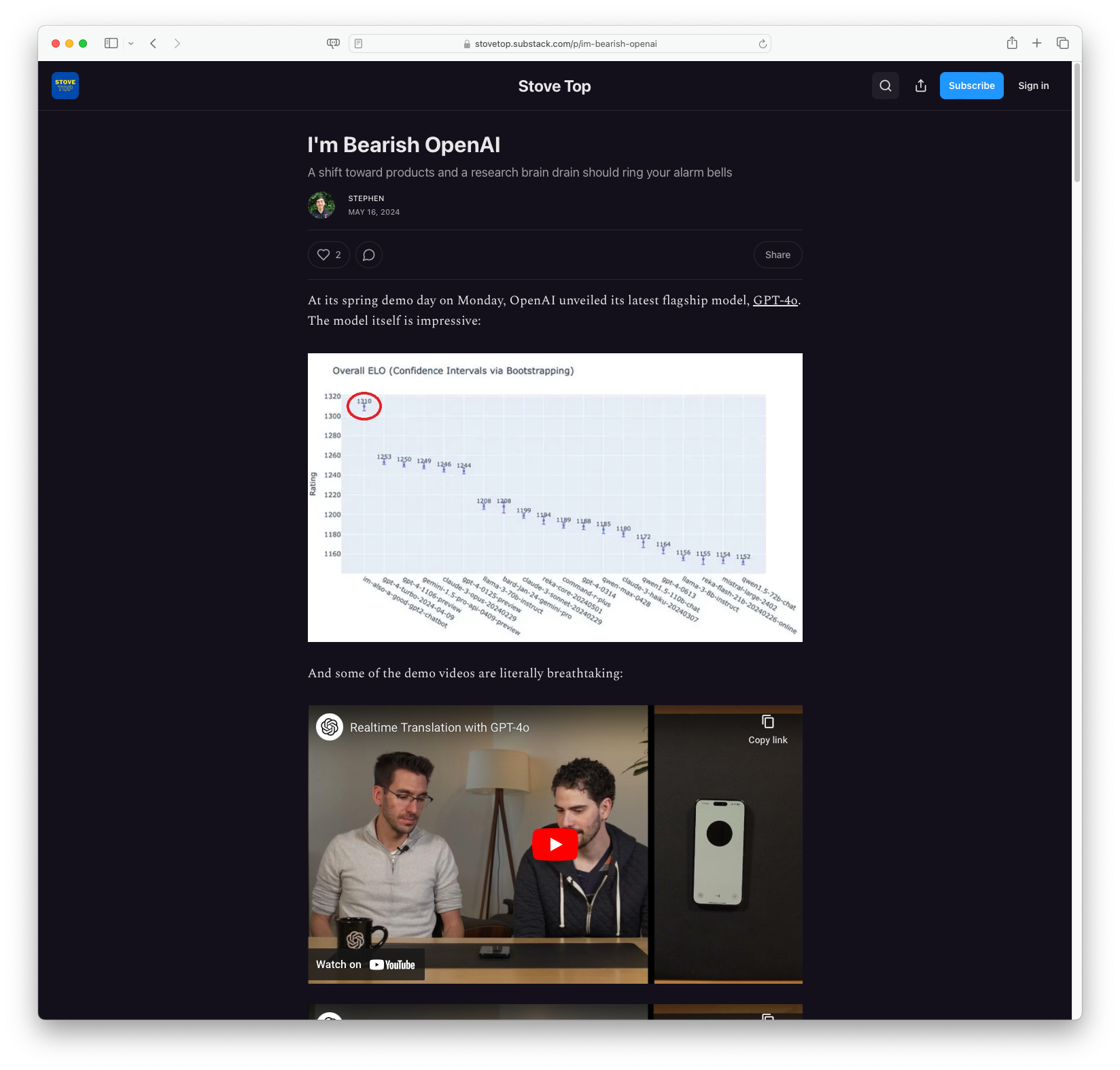 I'm Bearish OpenAI (stovetop.substack.com)