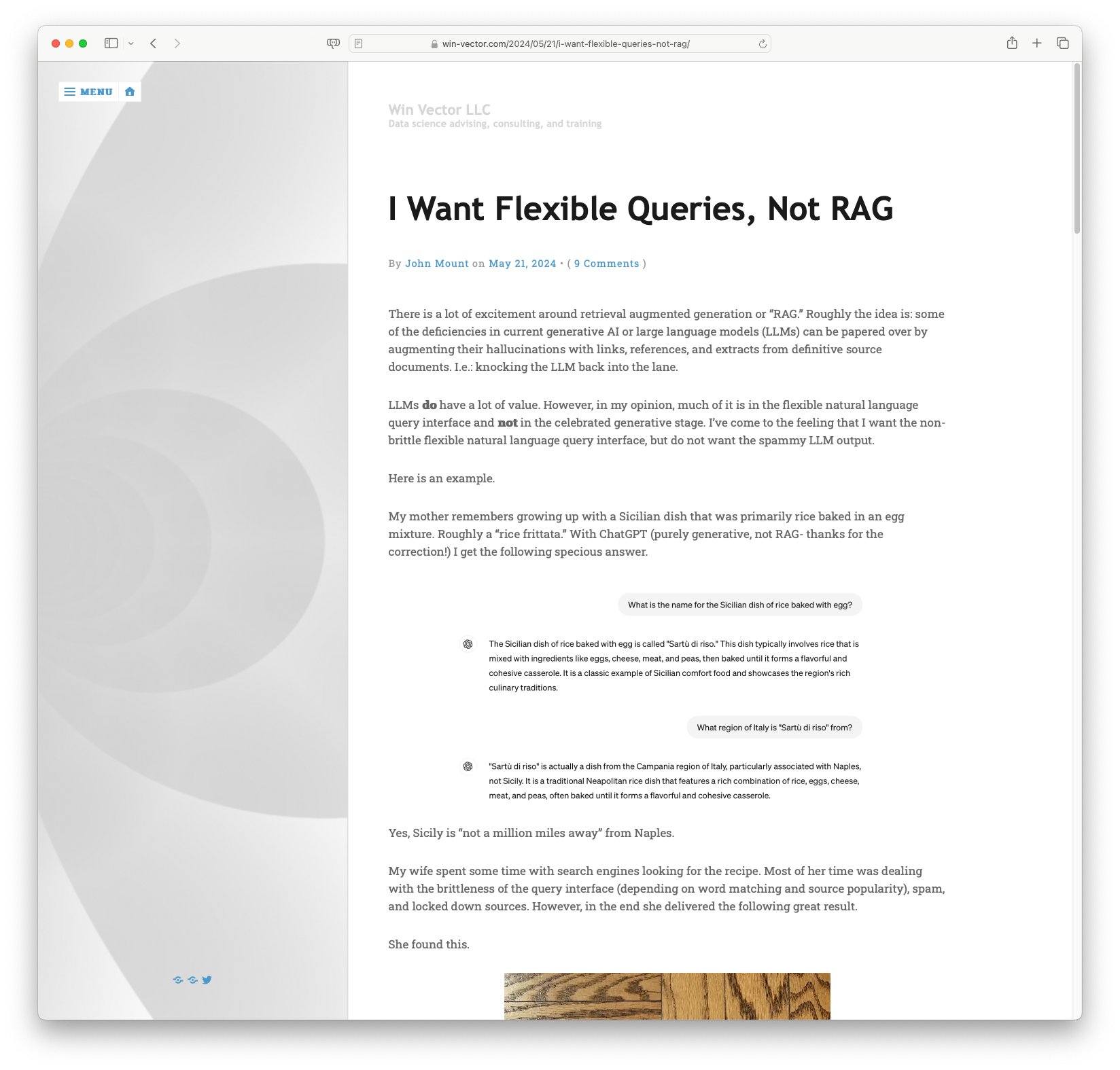 I Want Flexible Queries, Not RAG (win-vector.com)