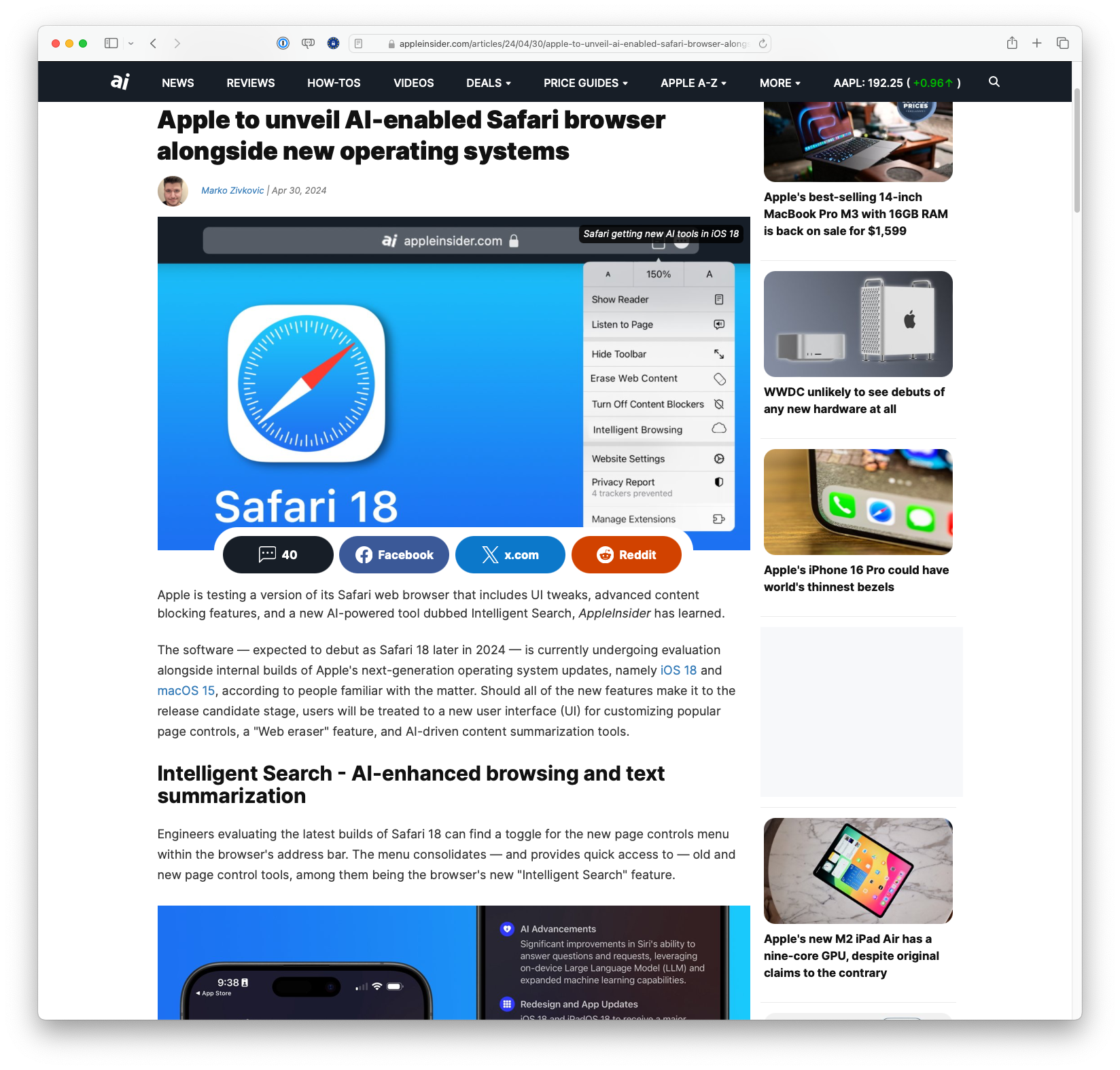 Apple to unveil AI-enabled Safari with iOS 18 & macOS 15 (appleinsider.com)