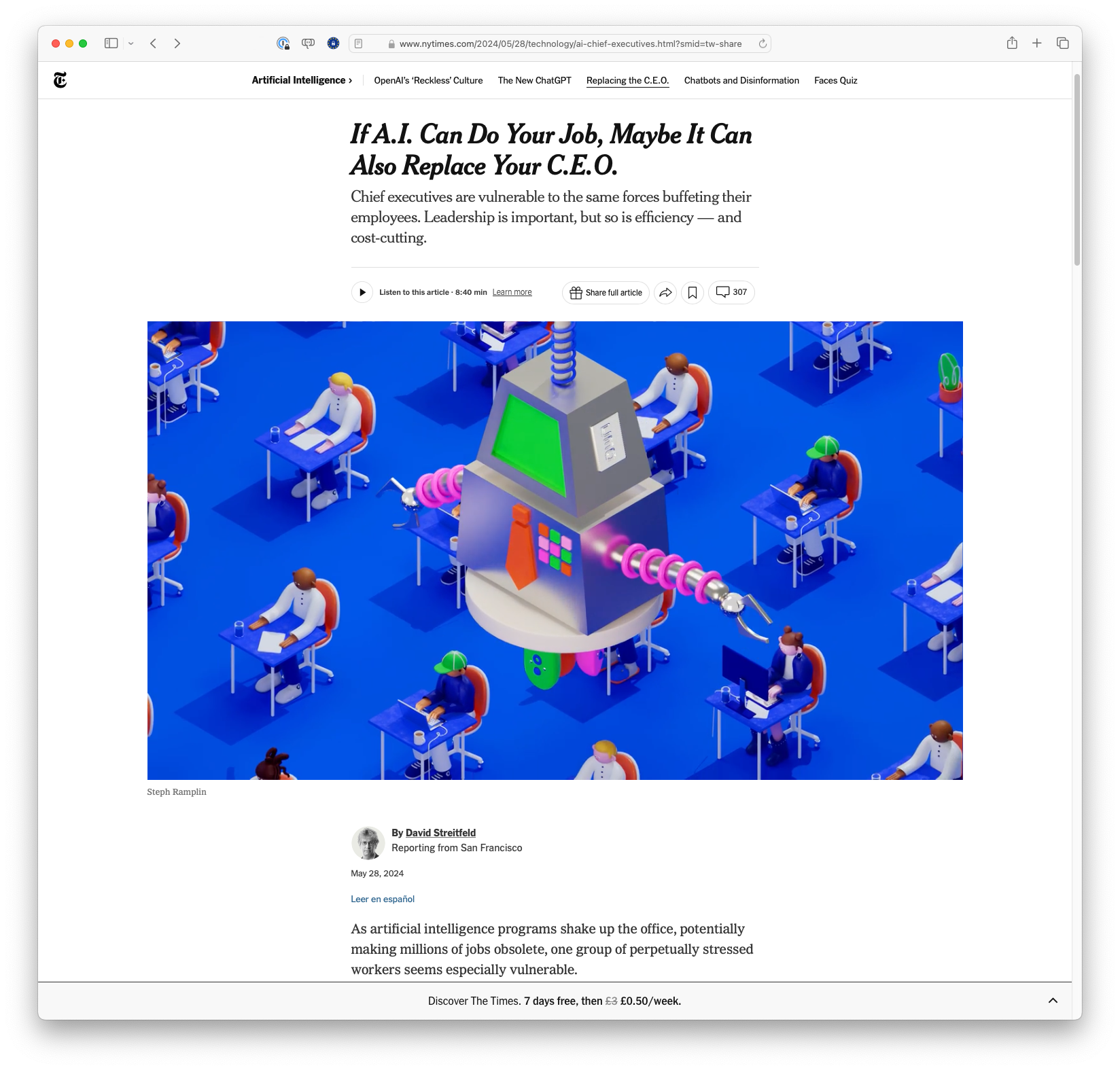 If AI Can Do Your Job, Maybe It Can Also Replace Your CEO (nytimes.com)