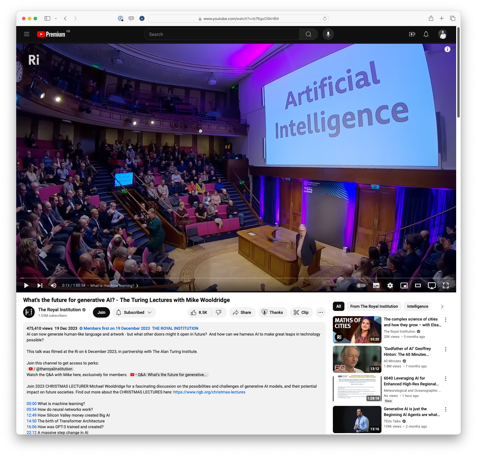 What's the future for generative AI? The Turing Lectures with Mike Wooldridge (youtube.com)