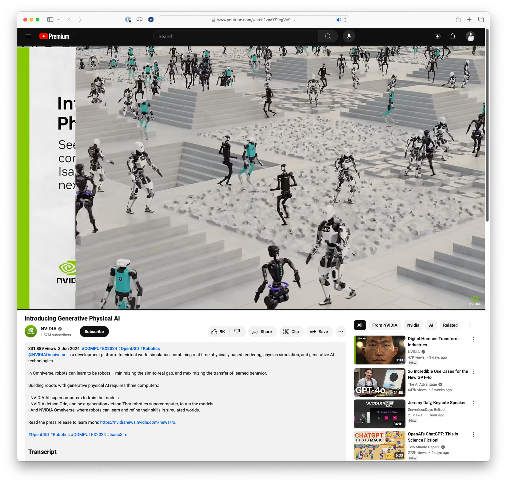 Introducing Generative Physical AI -- youtube.com