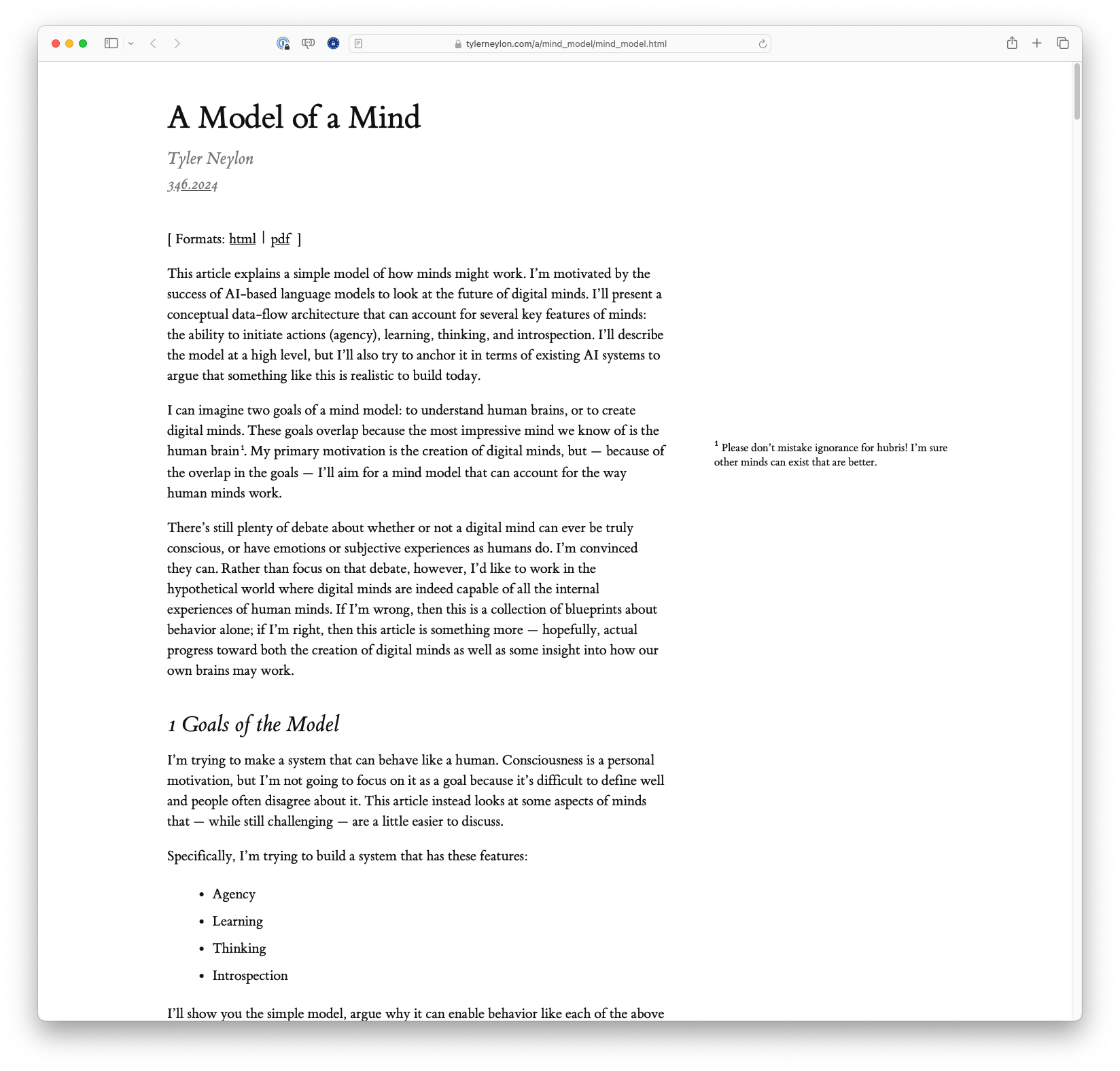 A Model of a Mind