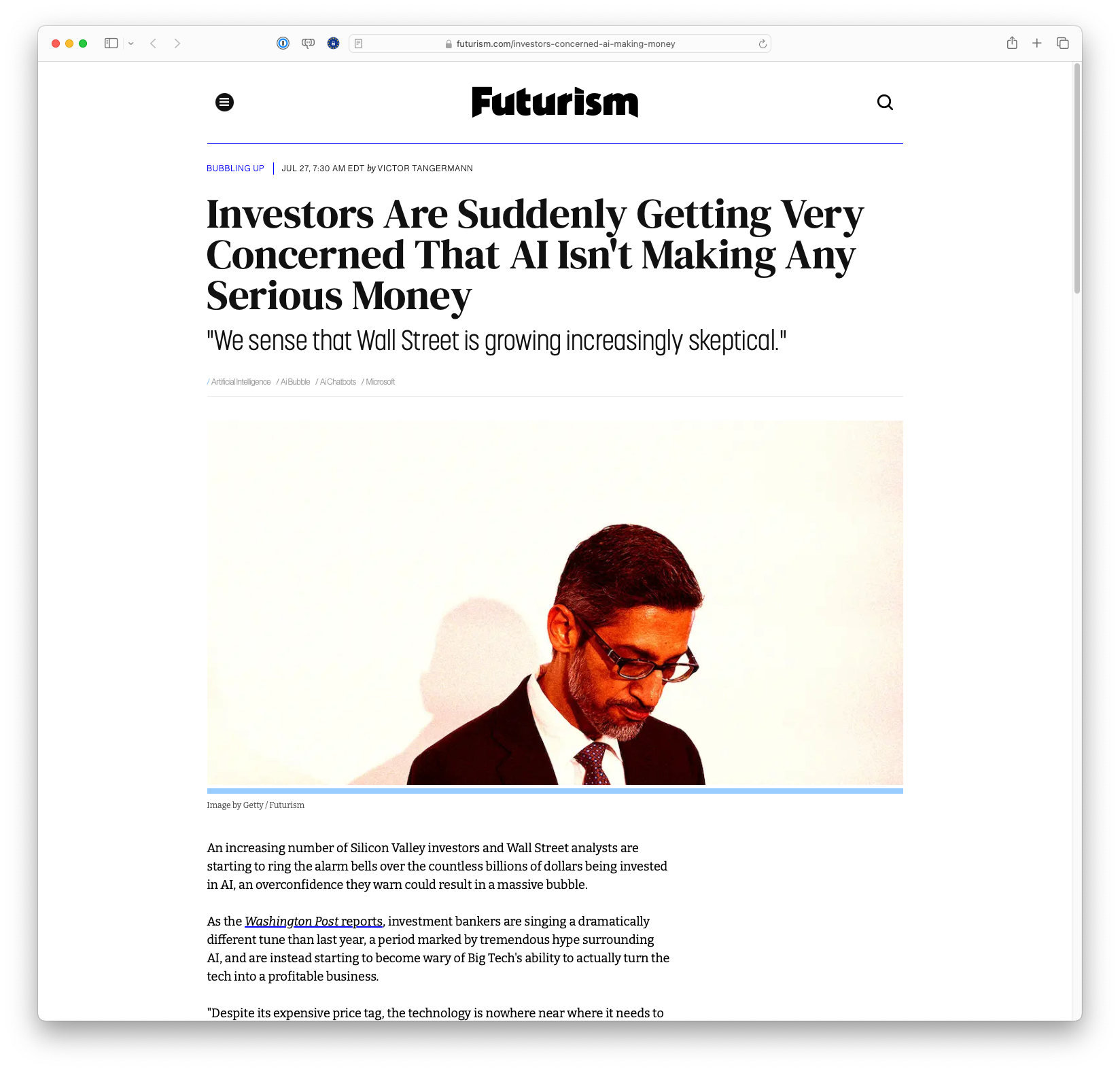 Investors Are Suddenly Getting Very Concerned That AI Isn't Making Any Serious Money