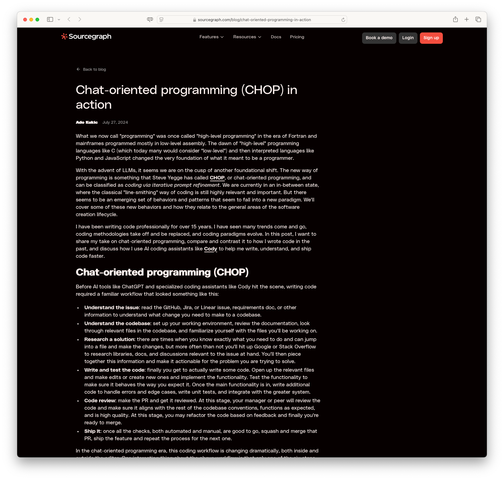 Chat-oriented Programming (CHOP) in Action