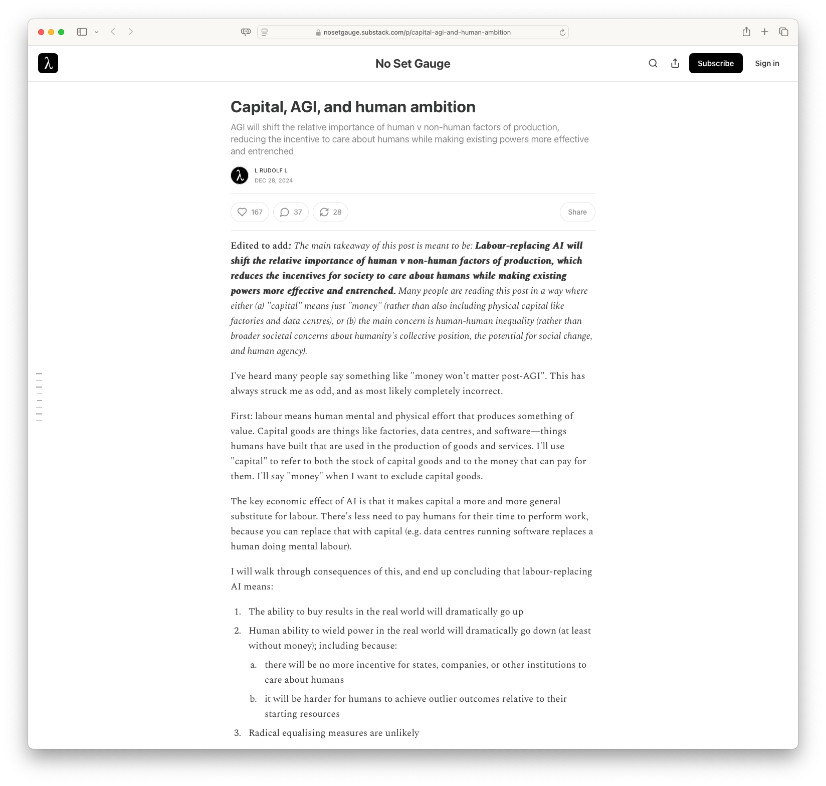 Capital, AGI, and Human Ambition