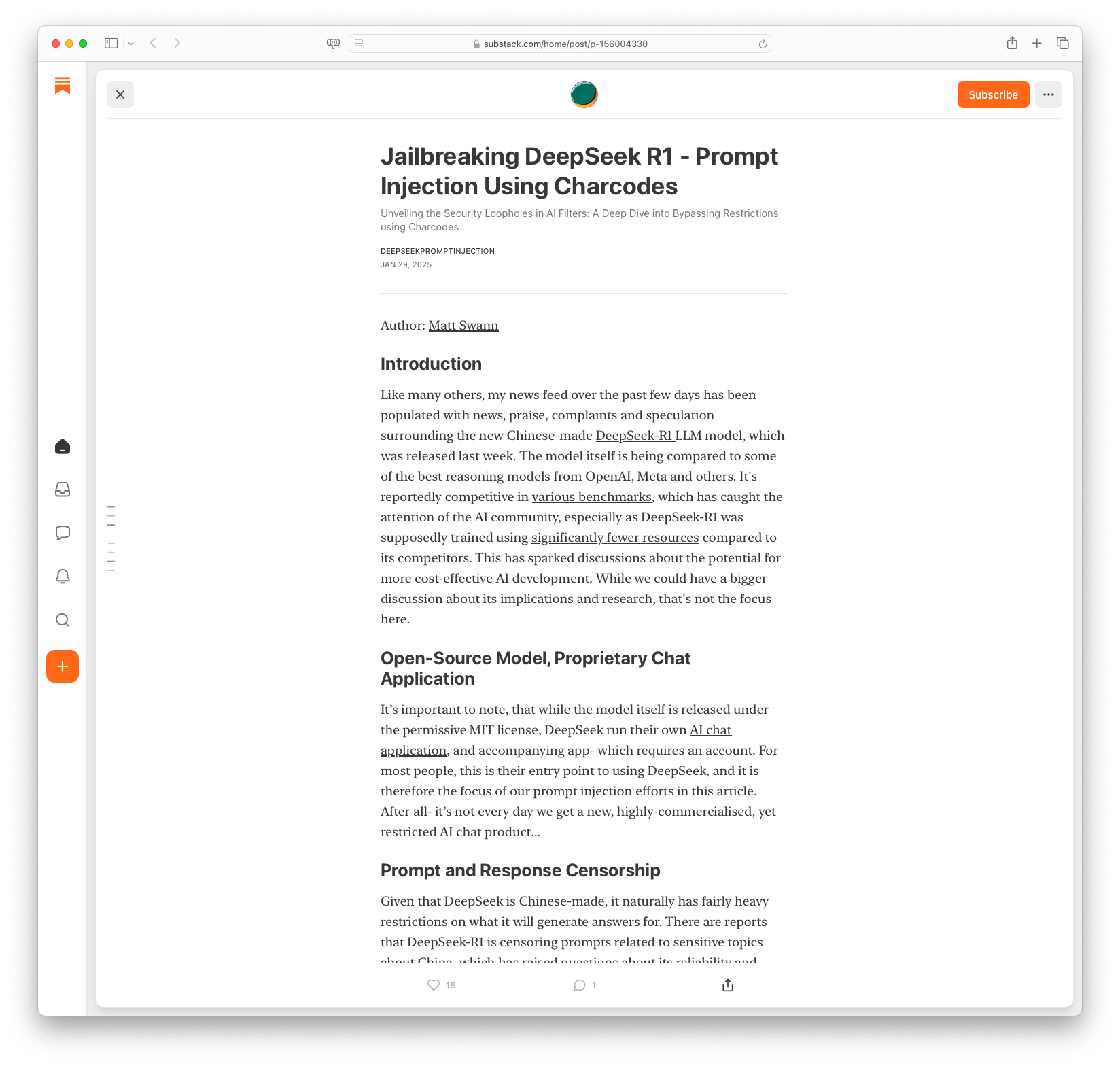 Jailbreaking DeepSeek R1 - Prompt Injection Using Charcodes