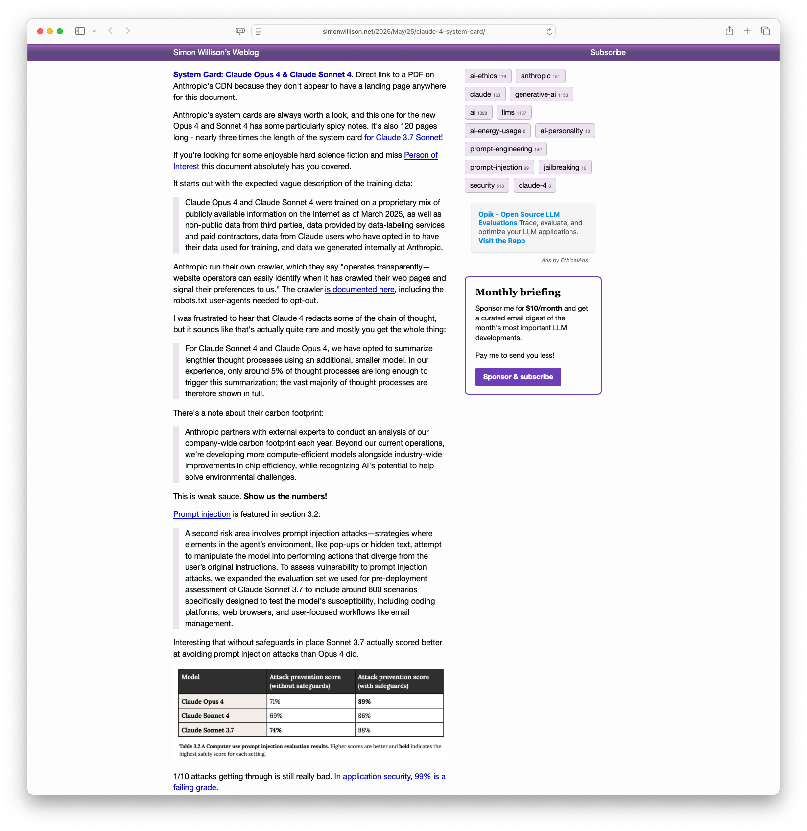 System Card: Claude Opus 4 & Claude Sonnet 4
