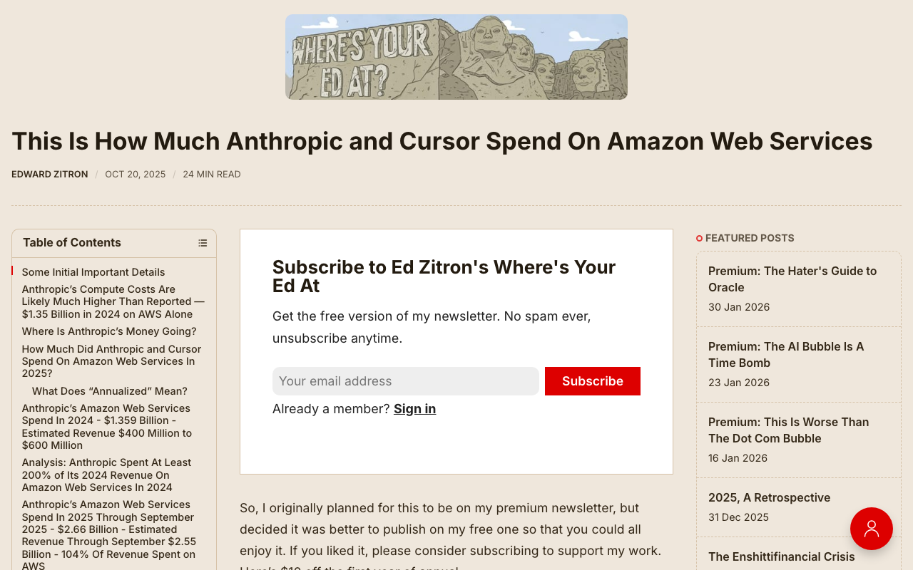 This Is How Much Anthropic and Cursor Spend On Amazon Web Services