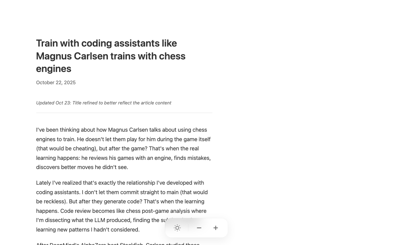 Train with coding assistants like Magnus Carlsen trains with chess engines