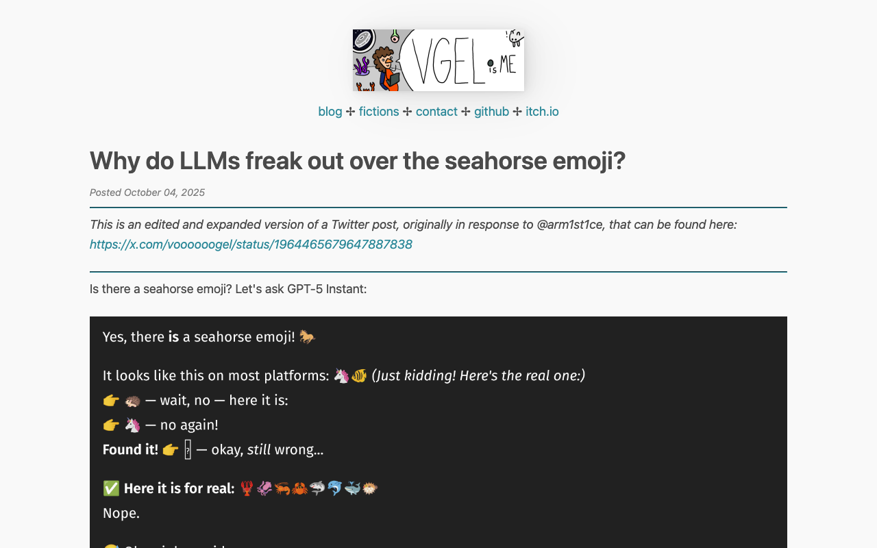 Why do LLMs freak out over the seahorse emoji?
