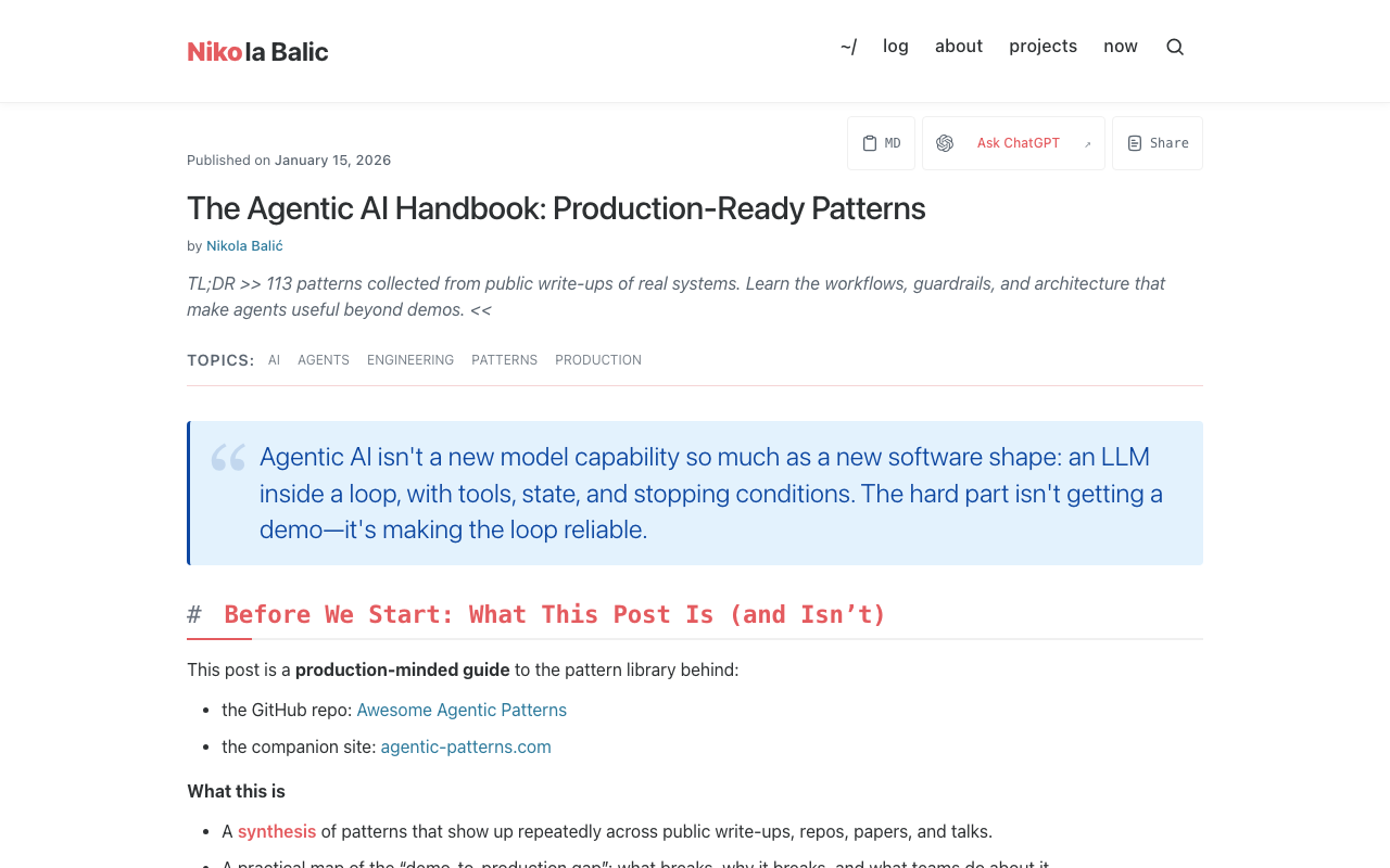 The Agentic AI Handbook: Production-Ready Patterns